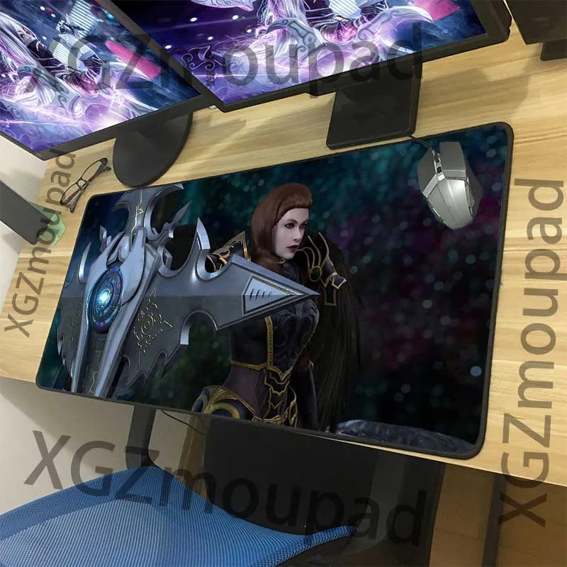 

XGZ Angel Shield Custom Fashion Large Gaming Mouse Pad Black Lock Edge Computer Keyboard Table Mat Natural Rubber Non-slip Xxl