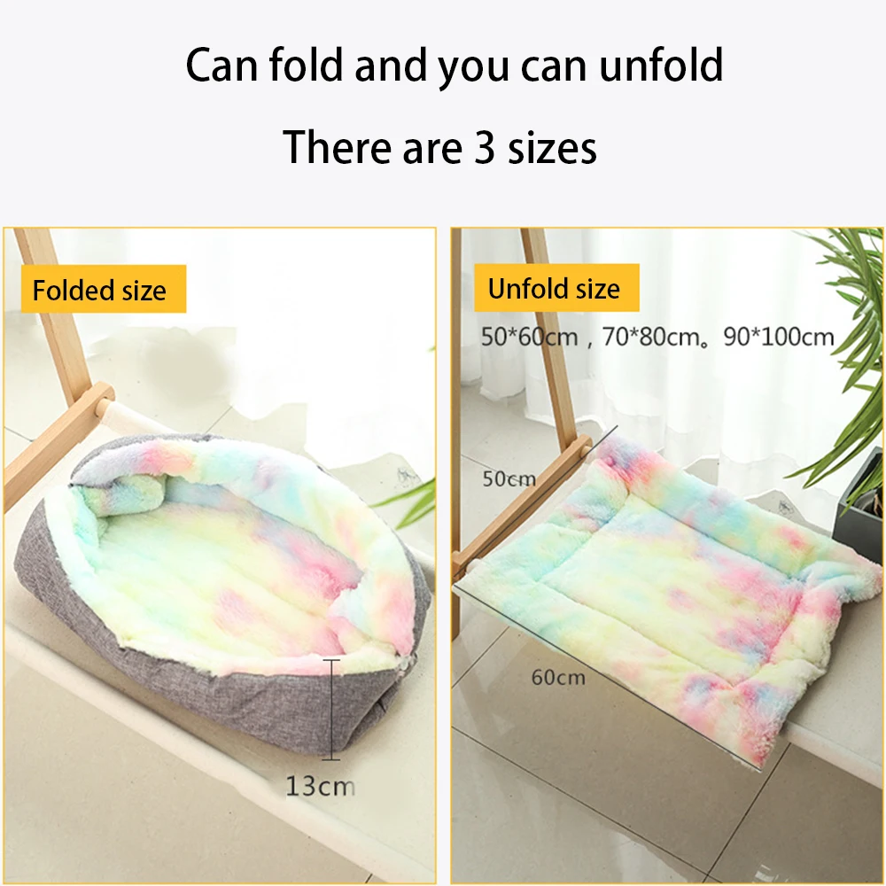 

2021 New 2 In 1 Pet Nest Mat Long Plush Dog Bed Pet Cushion Blanket Soft Cat Long Plush Puppy Cushion Mat Portable Pet Mat
