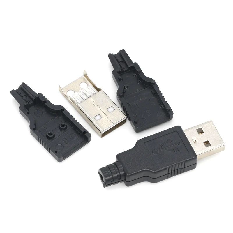 HNV 10 шт. Штекерный разъем USB Type A 4 контакта с черной пластиковой крышкой наборы для