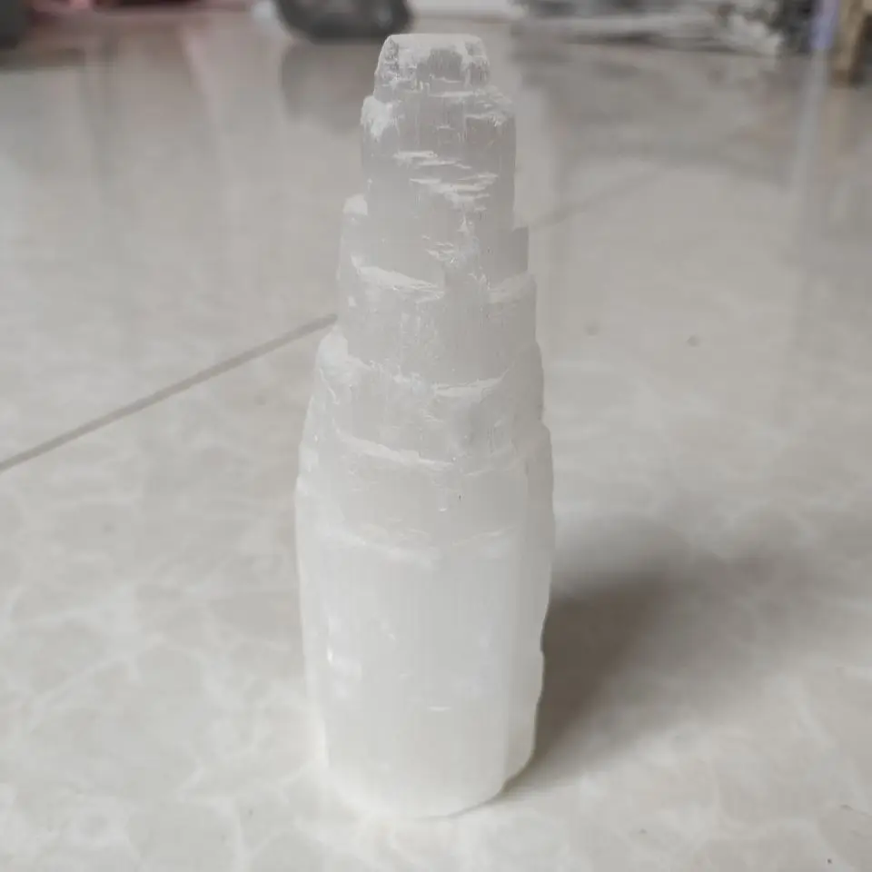 15 см SELENITE из Белого Гипса небоскребок башни замка гипсовая Хрустальная точка |