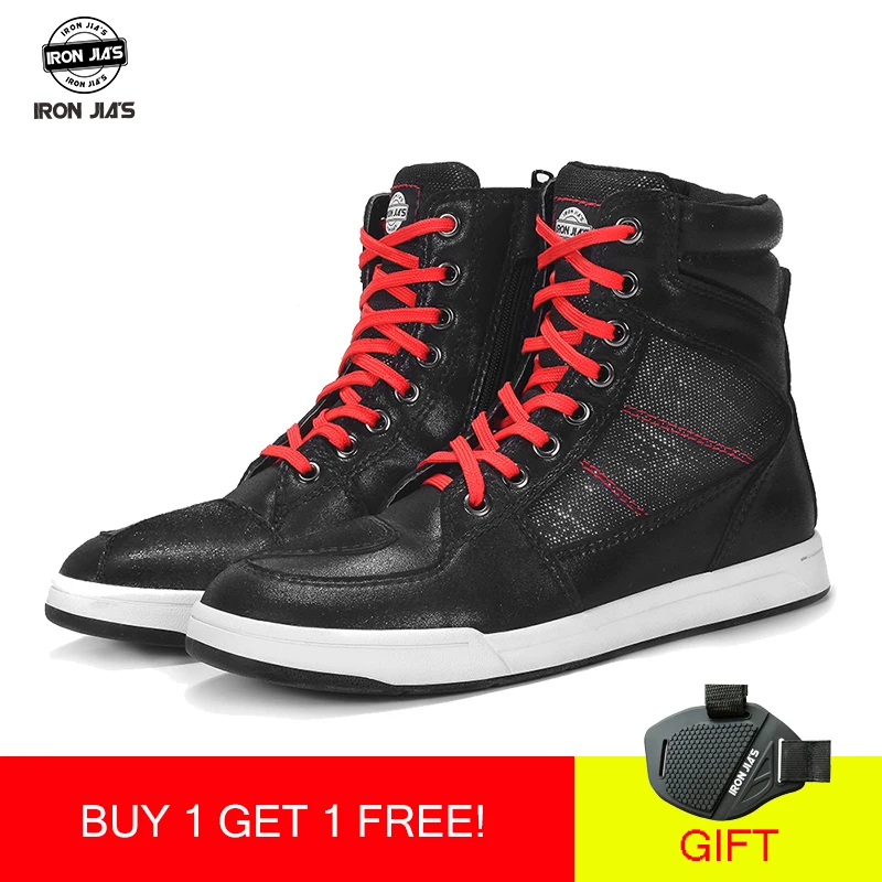 Ботинки IronJia мужские мотоциклетные повседневная обувь из микрофибры для езды на
