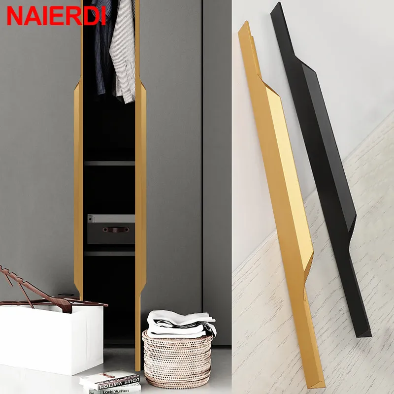 

NAIERDI Aluminum Alloy Long Furniture Handles Black Hidden Cabinet Handle 800mm Cupboard Pulls Drawer Knobs Door Hardware