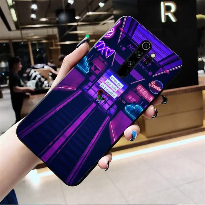 CUTEWANAN Neon Vaporwave City Новое поступление черный чехол для телефона Redmi Note 8 8A 8T 7 6 6A 5 5A 4 4X