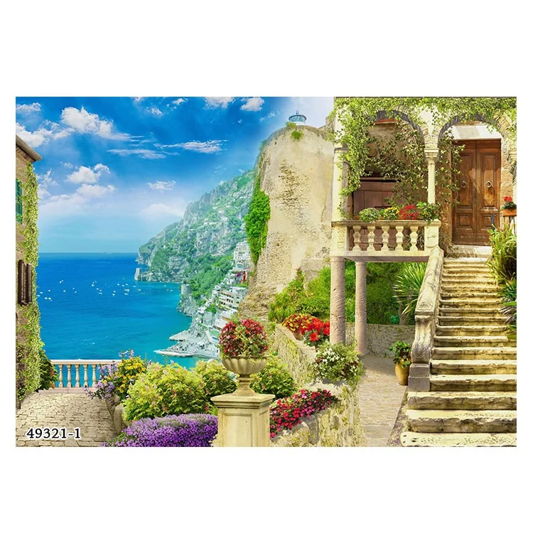 

Custom Size 3D European Town Street View Architecture Landscape Mural Living Room Bedroom Dining Room Wallpaper Oil Painting