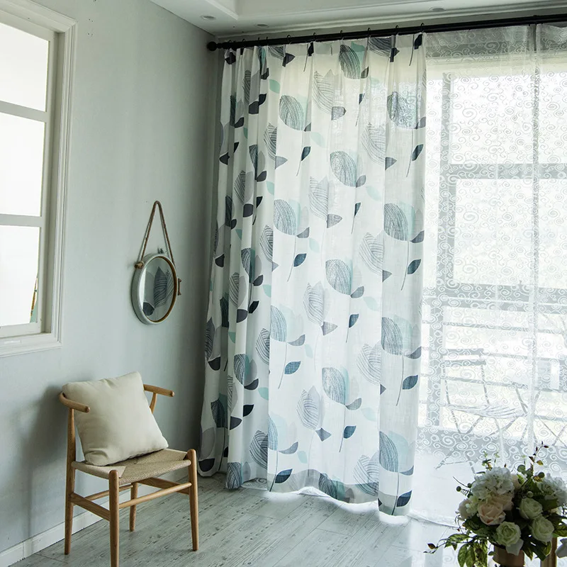 

Modern boutique curtains for living dining room bedroom simple bamboo cloth printing curtain fabric