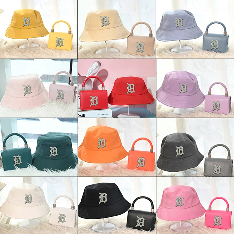 

2021 Summer Hot Sale Chain D Piano Guitar Music Notes Crossbody Detroit Bucket Hats Set Purse And Handbags Bag For Women