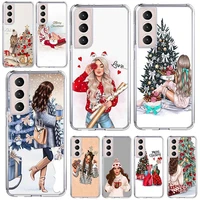 christmas girls phone case capa for samsung galaxy s21 ultra s20 fe s8 s9 s10 s21 plus s10e s7 back cover coque funda