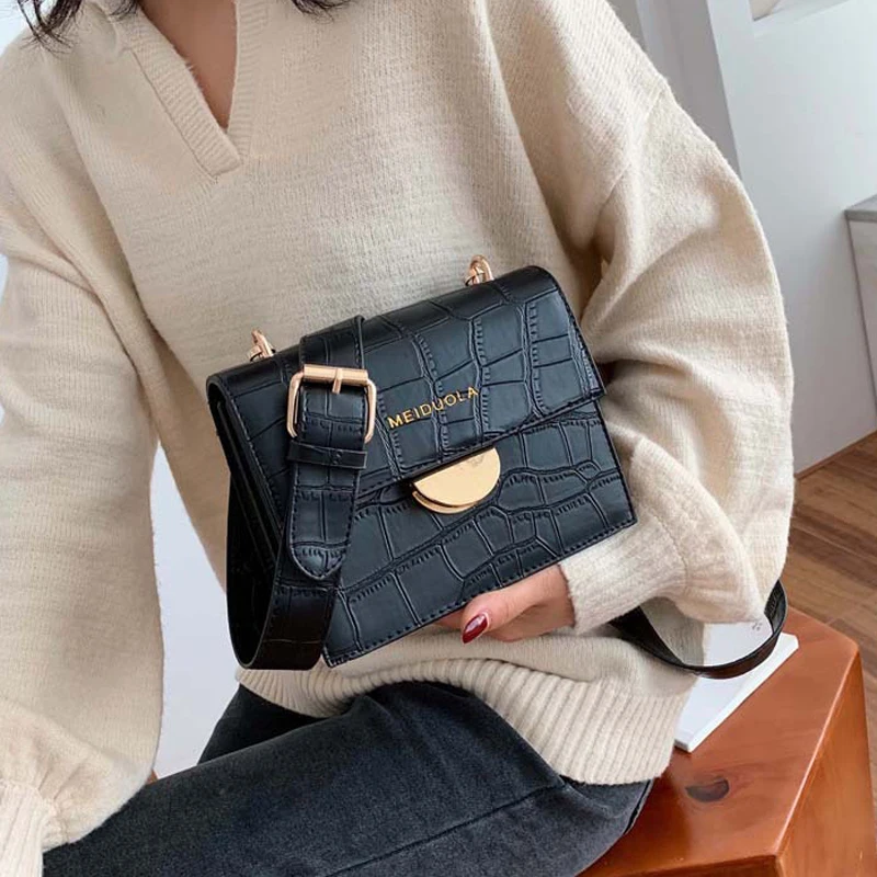 Женская сумка мессенджер из искусственной кожи с каменным узором через плечо