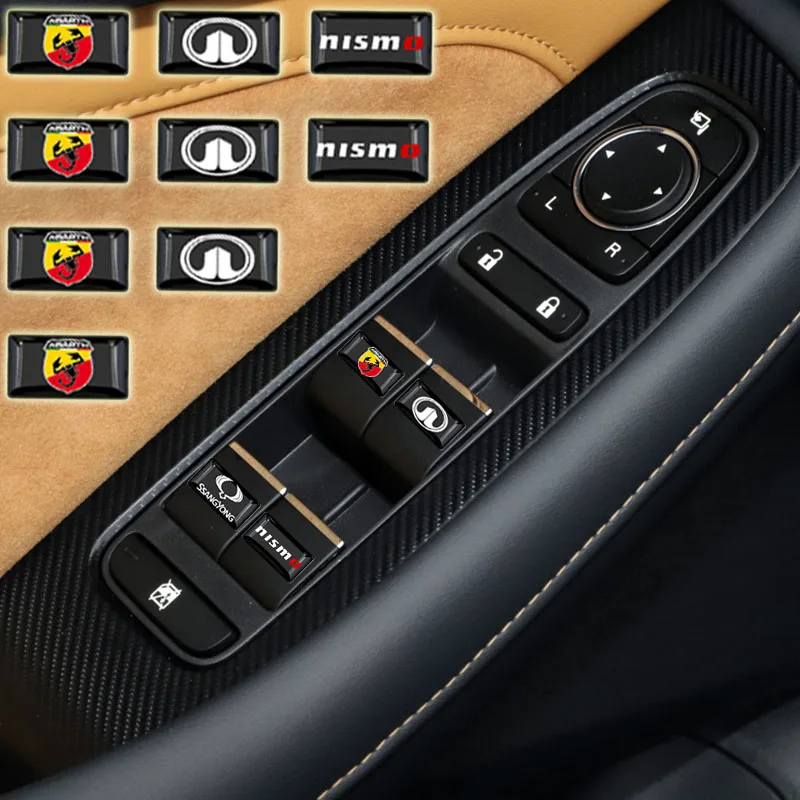 

10pcs Car Random Window Switch Sticker For Nissans Accessories Tiida Sylphy Teana Note X-trail 1 2 T31 T32 Serena Almera Qashqai