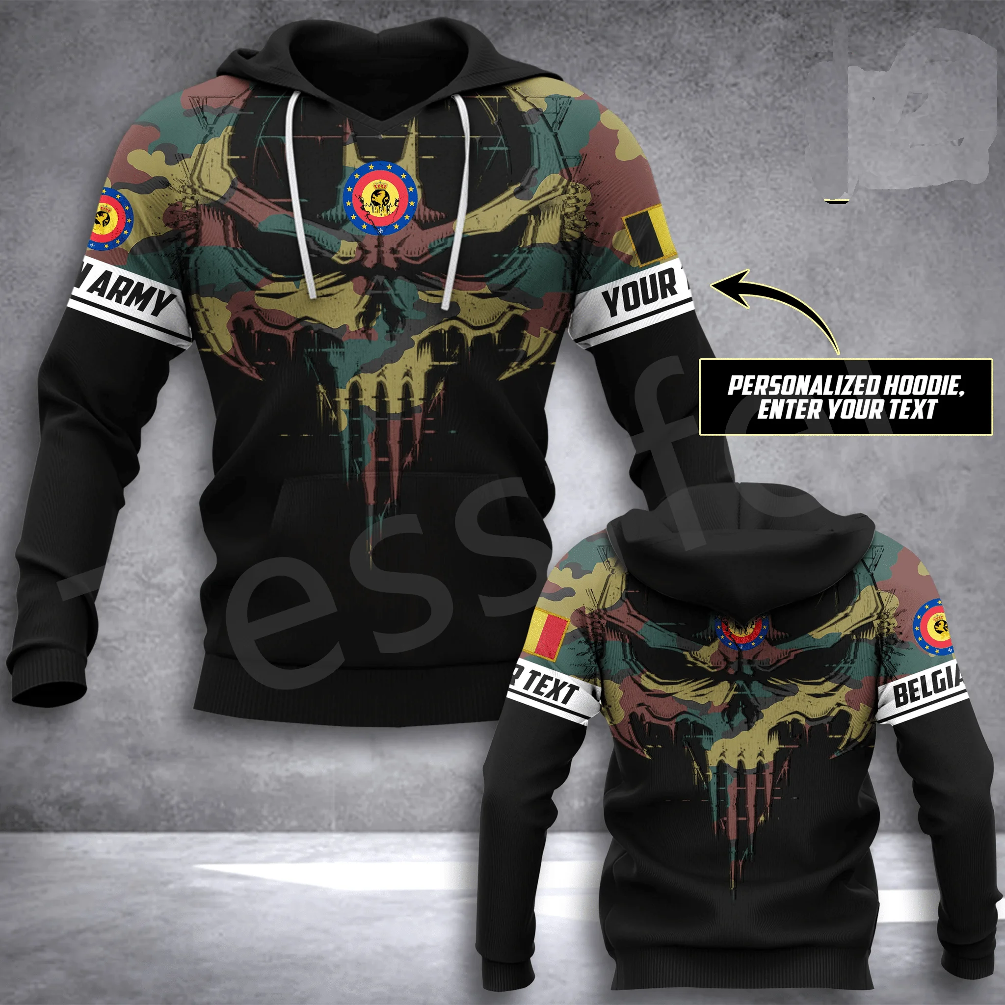 

Tessffel Germany Belgium Australia Army Art Skull Veteran Military Camo Pullover Harajuku 3DPrint Men/Women Tracksuit Hoodies A1