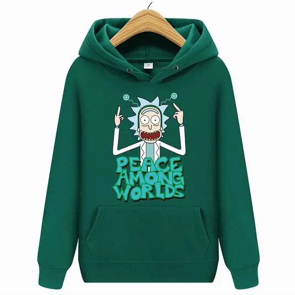 Мужская модная толстовка с капюшоном Rick and marty, новинка, повседневные мужские толстовки с капюшоном, толстовки с принтом, толстовки с капюшоном Rick marty - Цвет: Зеленый