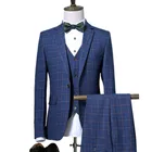 Блейзер Женскийвесна осень 2021, новые модные костюмымужские повседневные деловые клетчатые костюмы из 3 предметов, куртка, брюки