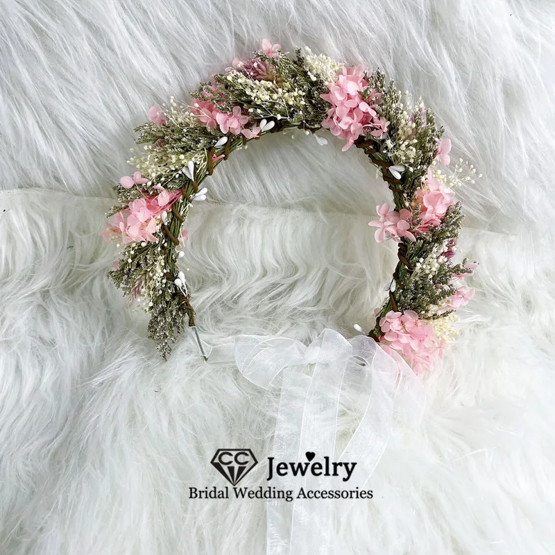 

Женский цветочный венок ручной работы CC 100%, свадебные аксессуары для волос, обручальные украшения, романтичный венок, гирлянды, mq050