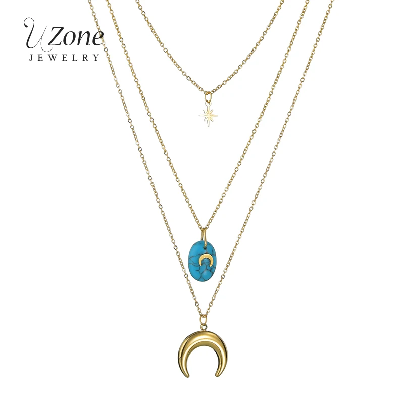 Uzone элегантное золотое ожерелье подвеска с компасом для женщин многослойное