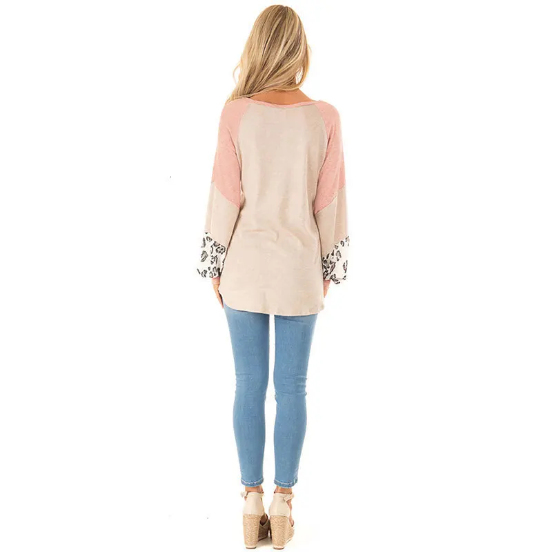Осенняя розовая Лоскутная рубашка для беременных милая Одежда футболка с