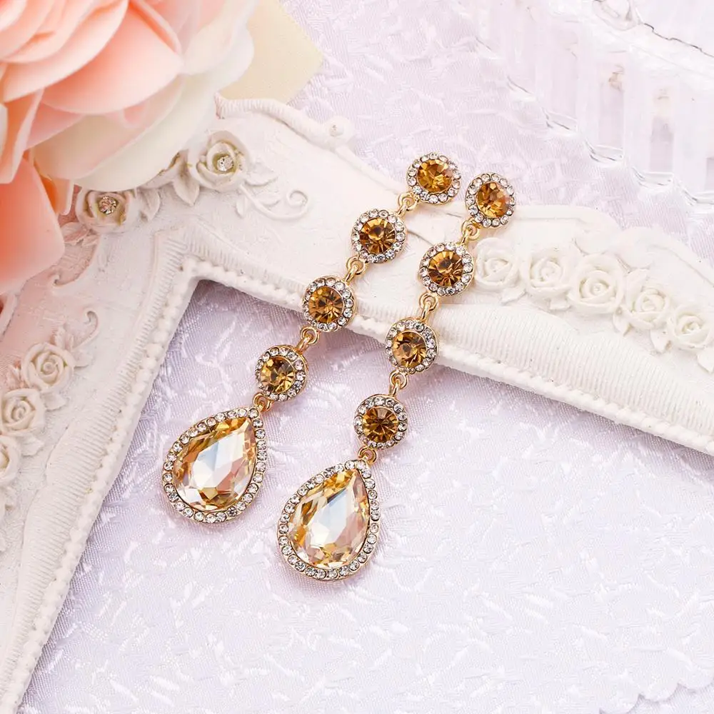 Tuliper КАПЛЕВИДНАЯ подвеска серьги для женщин Boho висячие Ретро стиль кристалл