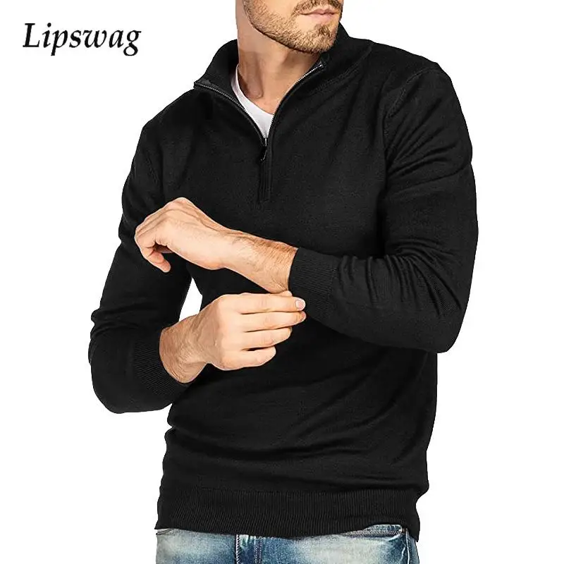 

Мужские повседневные однотонные свитера 2021, Осенний модный вязаный пуловер с длинным рукавом, топы для мужчин, зимний винтажный свитер с ло...