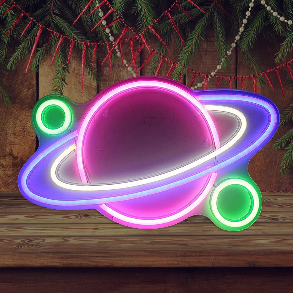 

LED Planet Neon Light Colorful Rainbow Neon Sign USB Power Supply Creative Lamp for Party Bar Wedding Ornament