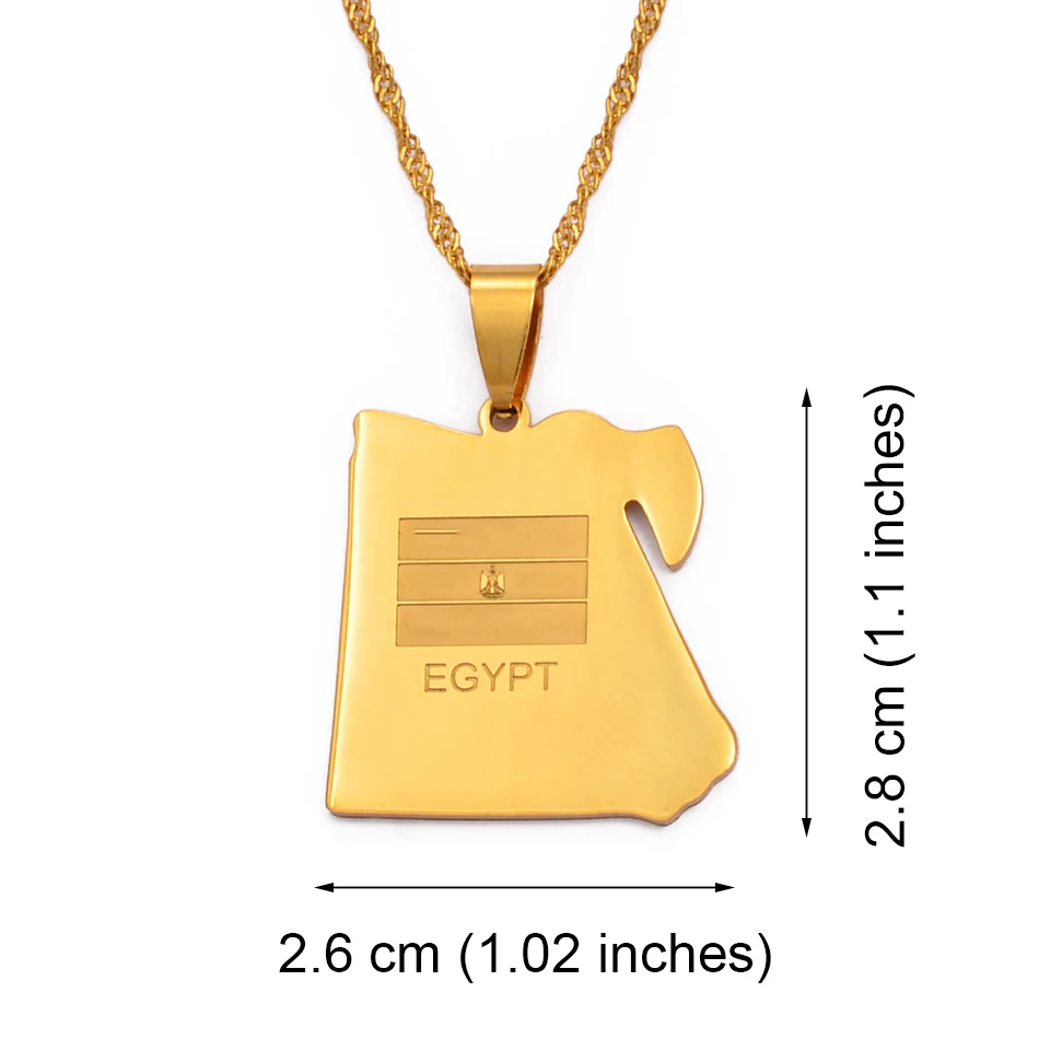 Ожерелье с картой Египта и флагом Anniyo (размер Кулона 2 8 см x 6 см) украшение