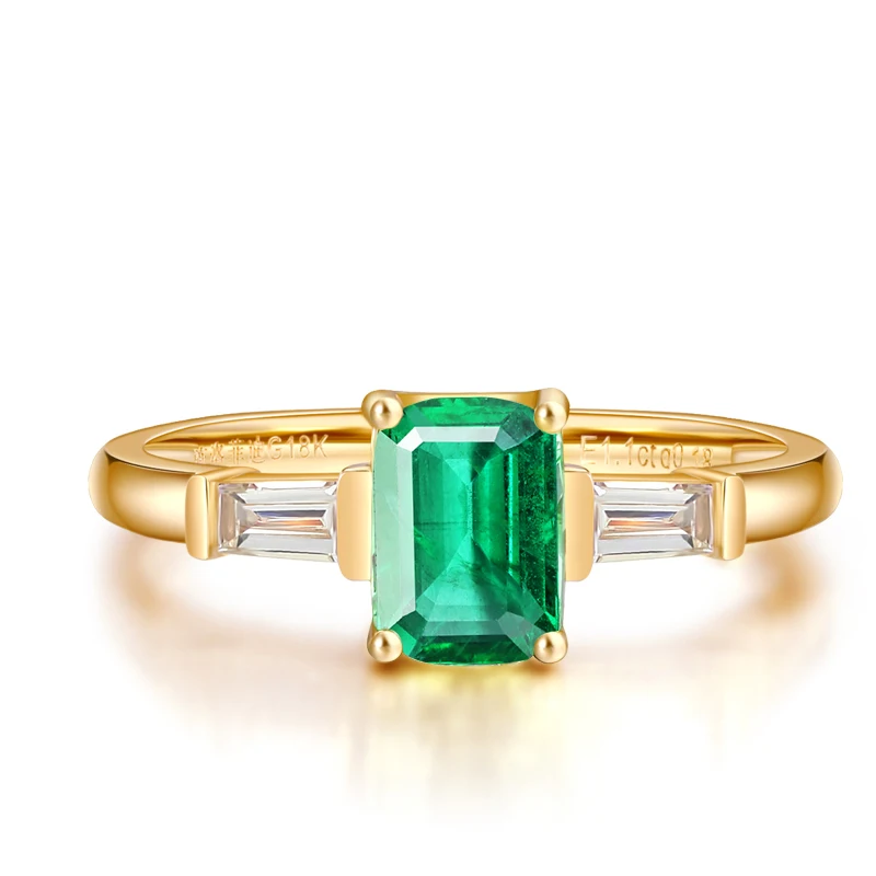 Женское кольцо в форме сердца из 18-каратного золота с натуральным изумрудом |