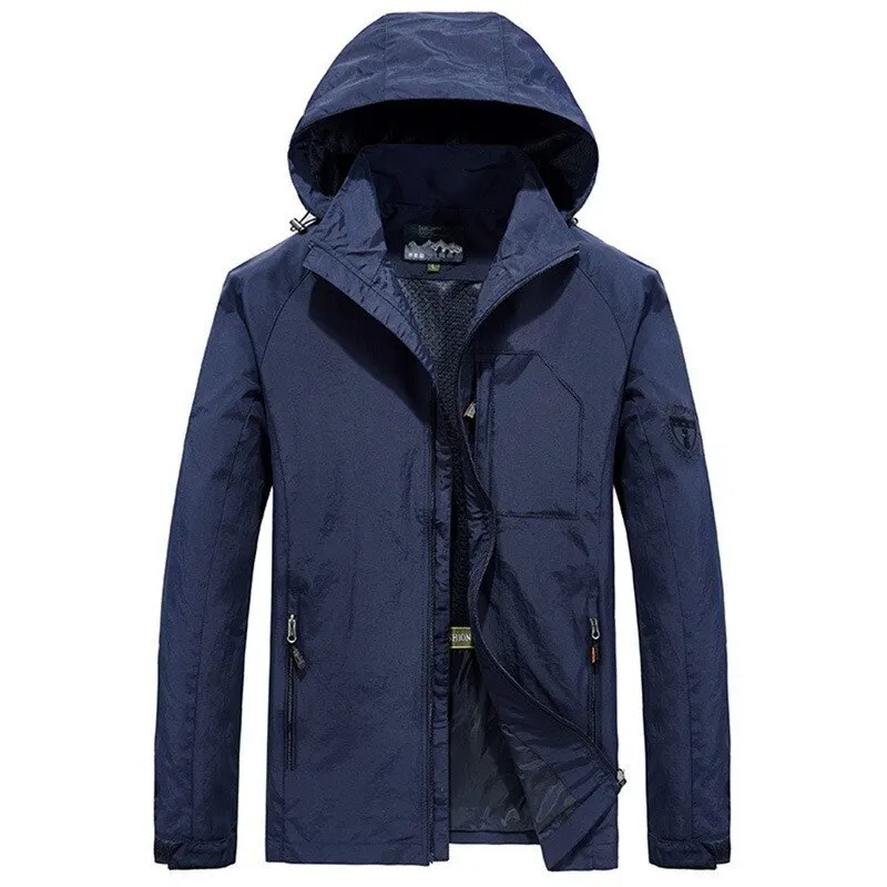 

Autumn Men's Thin Jacket Male Casual Overcoat Army Tactics Windbreaker Jacket Mens Waterproof Breathable Hooded