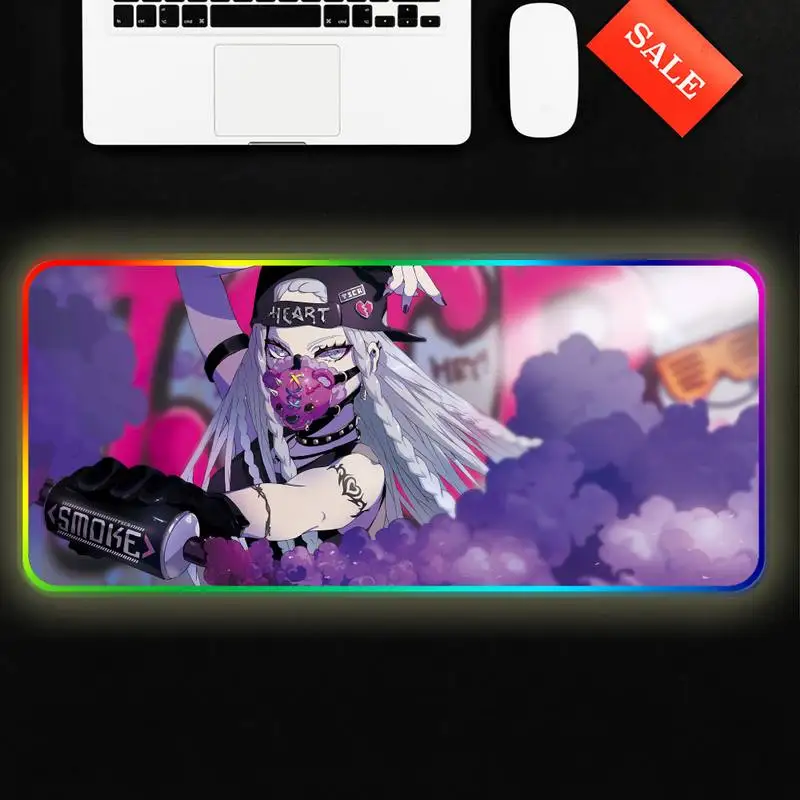 

Large Anime Girl Rubber Mousepad RGB Gaming Mouse Pad Computer Gamer Mousepad Large Game Rubber No-slip Mouse Mat Big Mause Pad