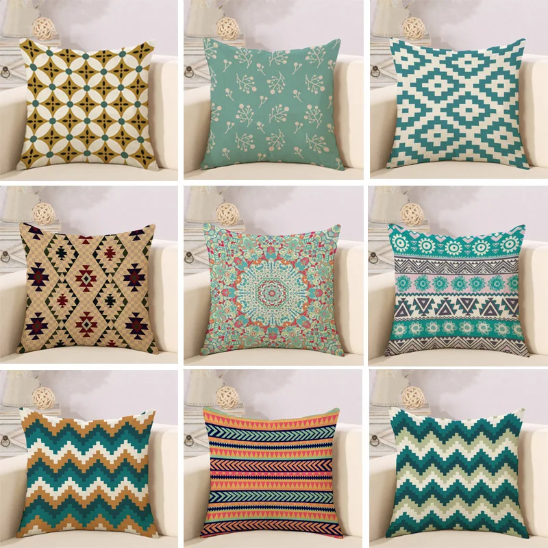 

Hot Sale Geometric Printing Sofa Pillowcase Creative Striped Plaid Cushion Cover Living Room Bedroom Decoration Bohemian Style