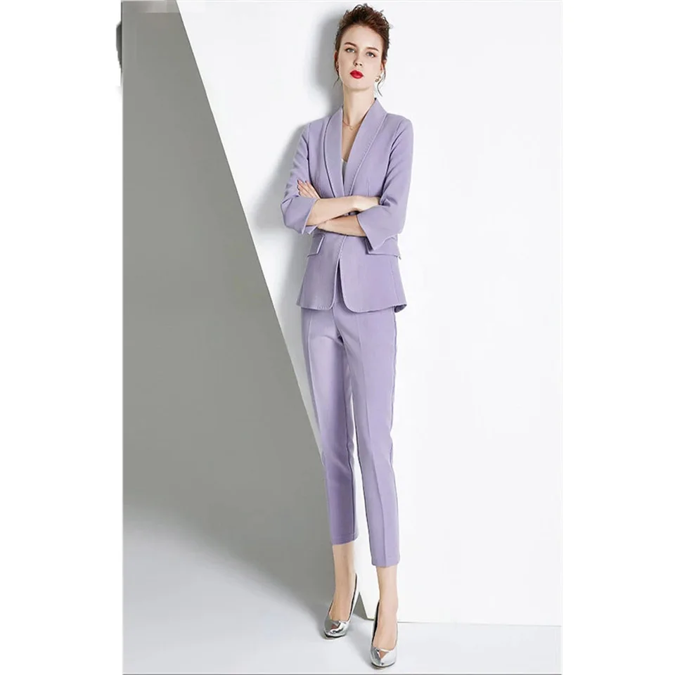 

Lilac Women Pantsuits Jacket+Pants Women Business Suits Women Pantsuit Office Style Female Trouser Suit Custom Made