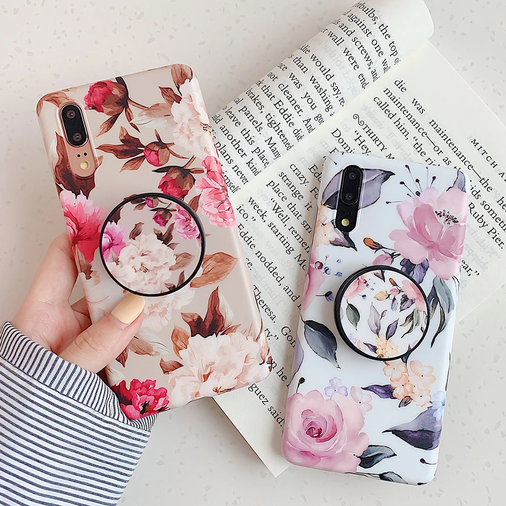 Винтажный цветочный чехол LOVECOM с держателем для телефона Huawei P20 P30 P40 Pro Lite Mate 20 30