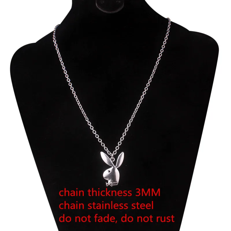 rabbit stainless 3mm Цепочка Из Нержавеющей Стали 3 мм, Трендовое ожерелье с головой ангела, кролика, тигра, ожерелье с единорогами для женщин, унисекс, ювелирное изделие, новое ожерелье в стиле панк с пламенем - Окраска металла: rabbit stainless 3mm
