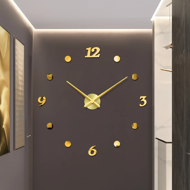 Креативные Круглые зеркальные настенные часы сделай сам наклейки домашний декор