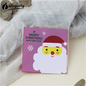 {D& P 100pcs 10X10+ 3 см Рождество печенья конфеты упаковки хлеба самоклеящаяся Пластик печенье закуски выпечка посылка милые сумки через плечо - Цвет: CUTE 10