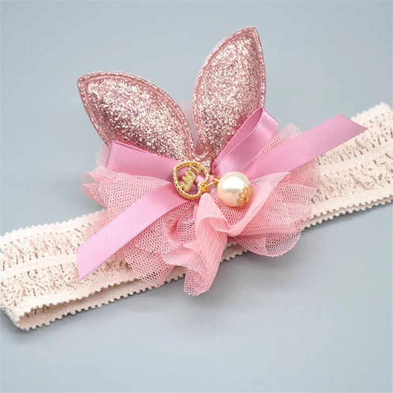 

Милый розовый кролик уши пряжа пластина ребенок цветок детская лента для волос Принцесса повязка на голову Детские аксессуары для волос