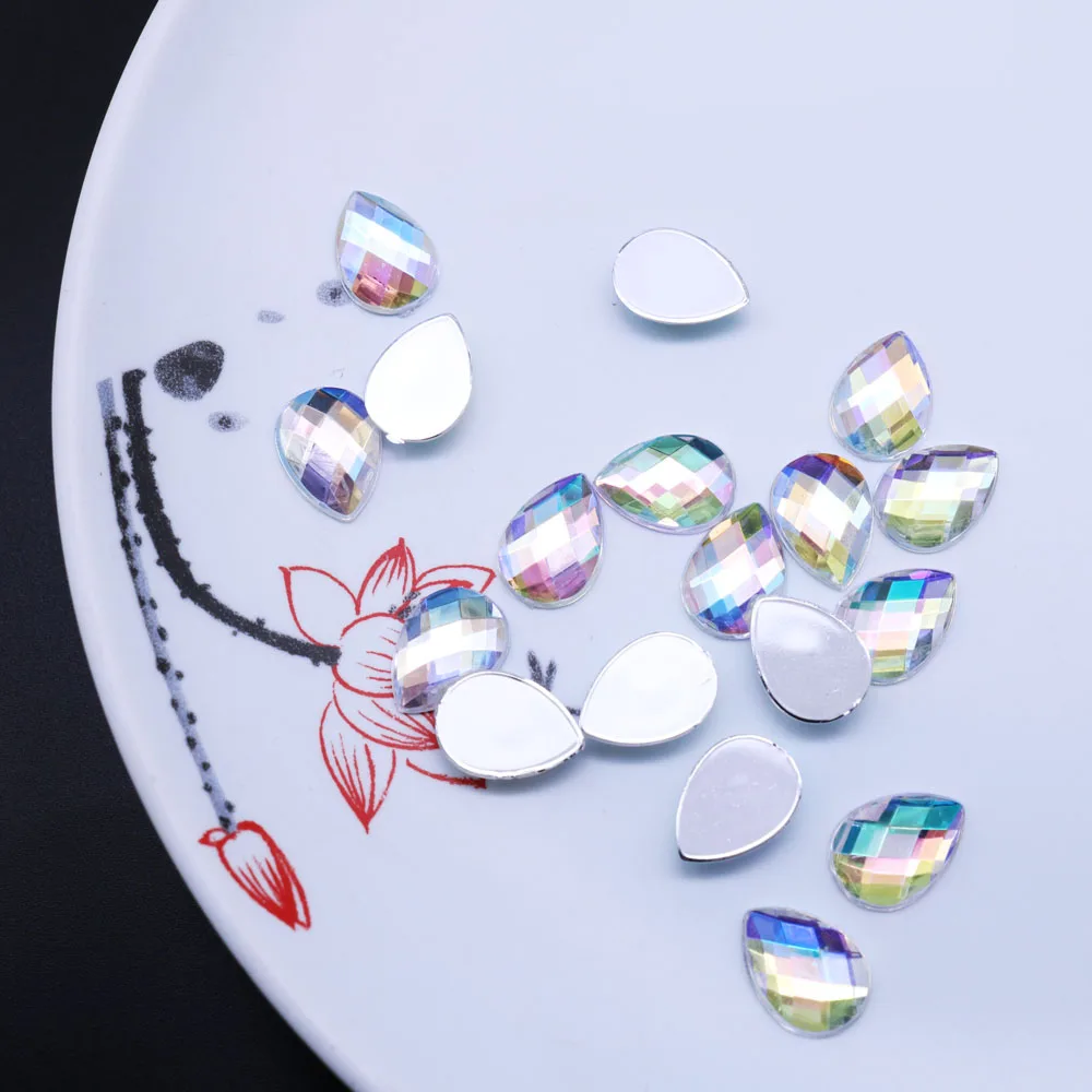 40pcs10*14 flash Стразы Кристалл AB не-тепловой фиксированной плоской задней непористой ткани одежда Стразы декоративный камень для ногтей SZ018