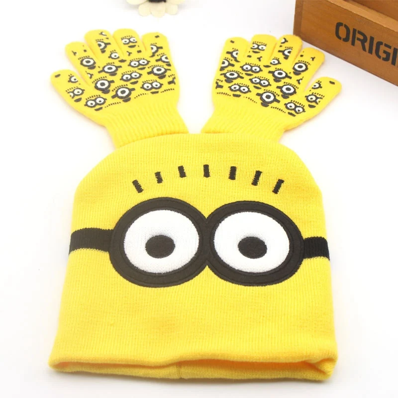 Knitted Hats Baby Gloves 2 Pairs/Set Winter Warmer Crochet Indian Cap Toddler Cartoon Full Finger Mittens Fashion Cute Beanies | Детская