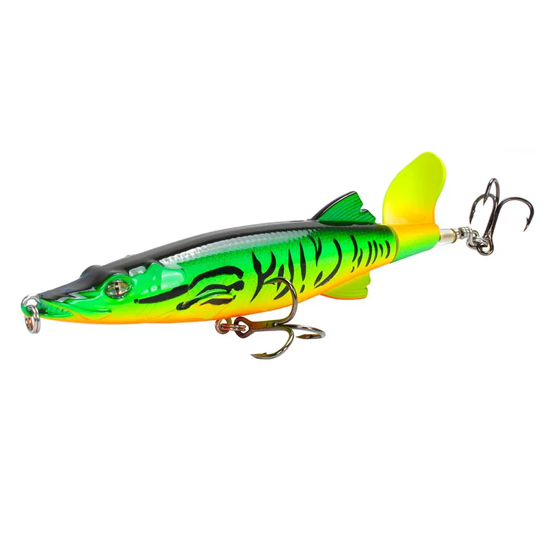 

YUBOSHI 3D Eyes Whopper plopper 13cm 16g Floating Popper Fishing Lure Artificial Hard Bait Wobbler Rotating Tail Fishing Tackle