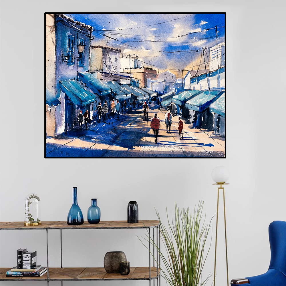 Картина маслом на холсте живой рынок Настенный декор красочный художественный