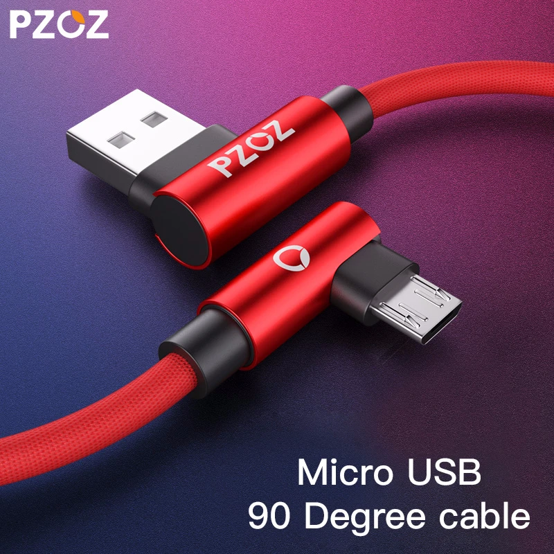 Кабель Micro usb PZOZ для быстрой зарядки 90 градусов кабель передачи данных xiaomi redmi huawei