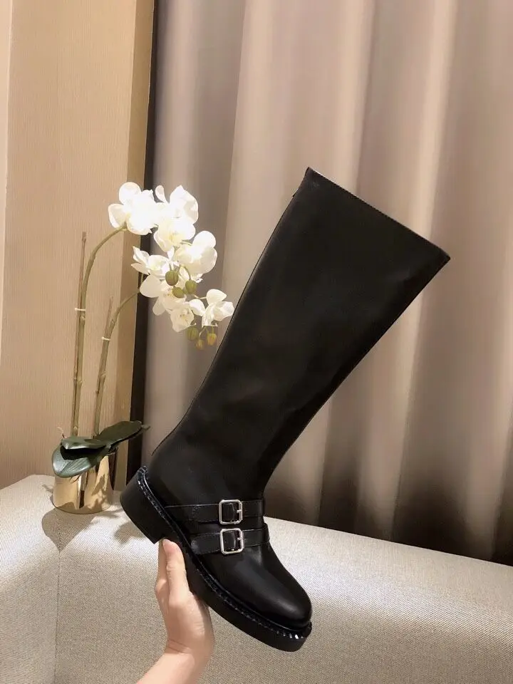 

2020 New Double Belt Buckle Thick-soled Women Short Martin Boots British Style Leather Back Zip Spring Autumn Motorcycle Boots