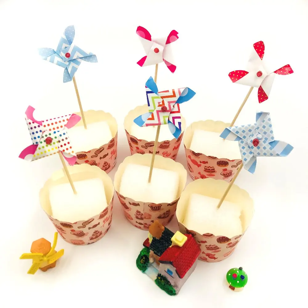 6 шт. вертушка яркие цвета для капкейка-Топпер торта С Днем Рождения флажки