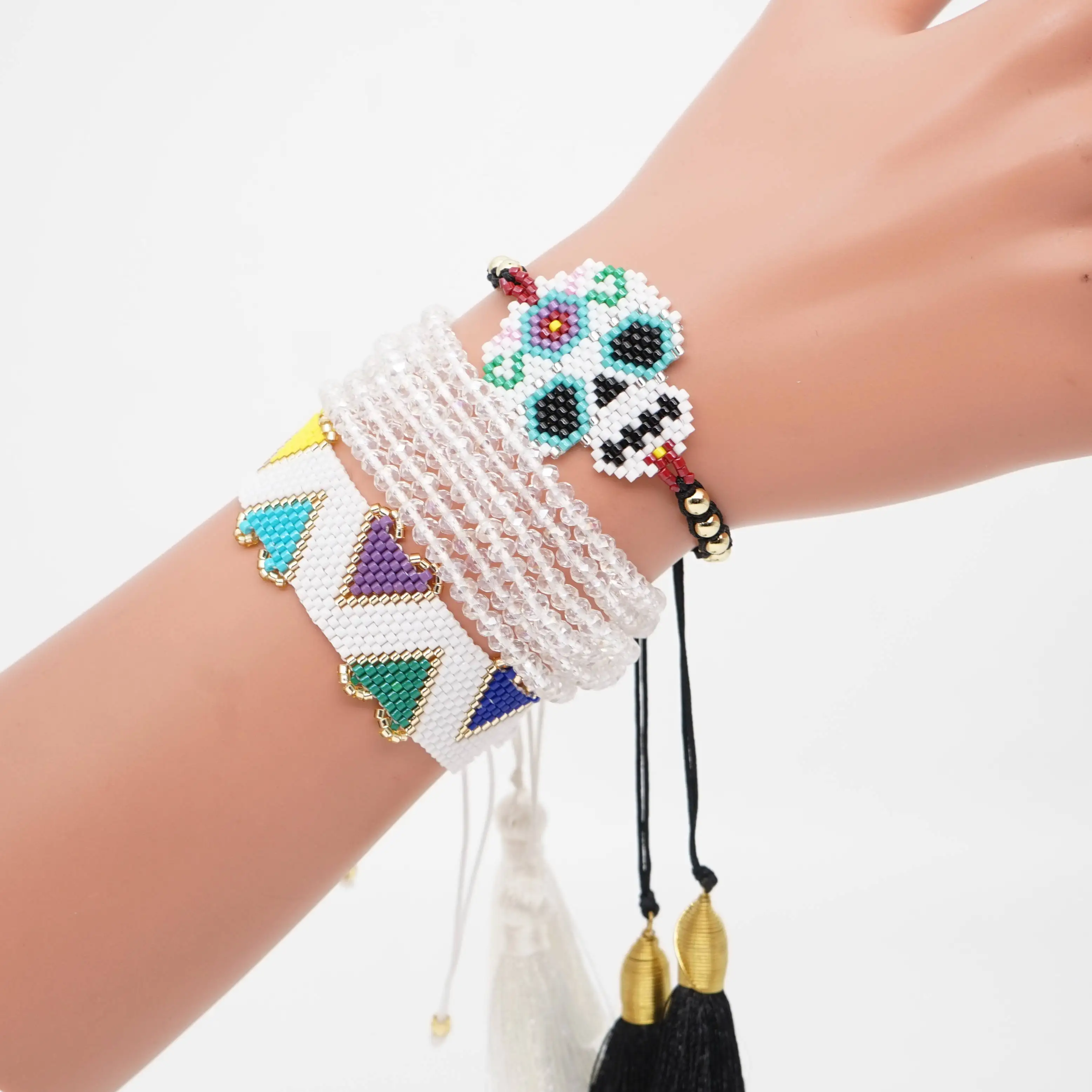 MI-S190185 Go2boho MIYUKI браслет в виде сердца мексиканский череп ювелирные изделия Белый Кристалл кисточкой Pulsera Mujer Браслеты Женские богемные ручной работы - Окраска металла: MI-S190185