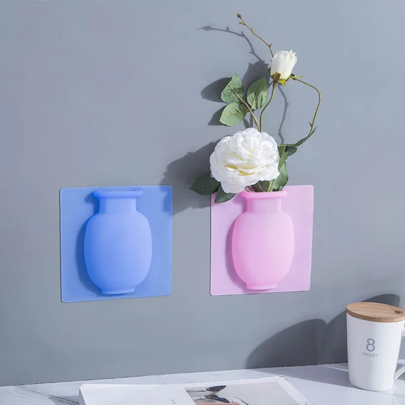 D-Refrigerator Silicone Sticky Vase on The Wall Flower Pot Magic Plant Vases Container for Home Decorations | Дом и сад