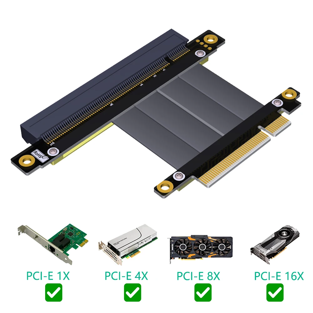 

LSM PCIE Riser PCI-E 8X to 16X Riser Extender Card Adapter PCIe 16X PCI Express Flexible Cable PCIe Gen3 8Gb Cables 17cm Axial