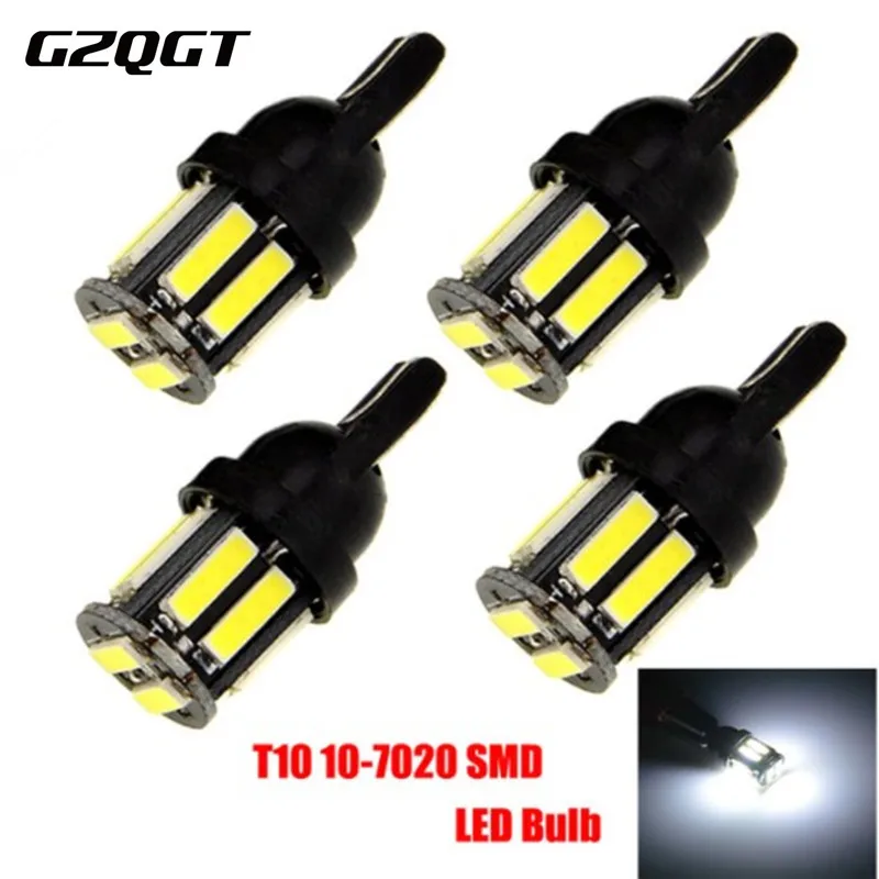 10 шт. W5W T10 Автомобильные светодиодные лампы постоянного тока 12 В 7020 10SMD 194 168