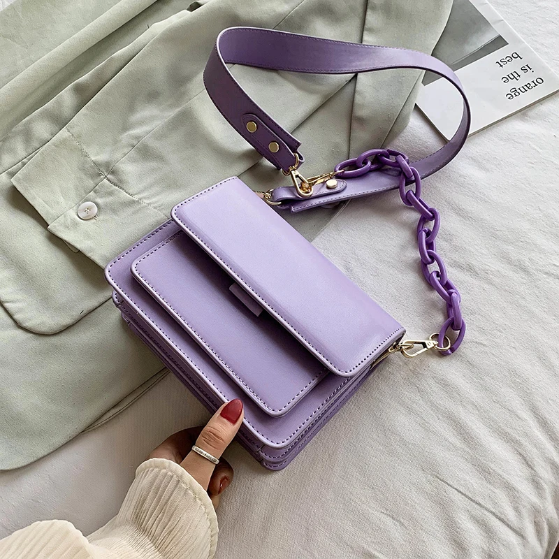 

Chain Design New Mini Pu Leather Flap Bags for Women 2021 Summer Lady Shoulder Handbag Female Fashion Cross Body Bag