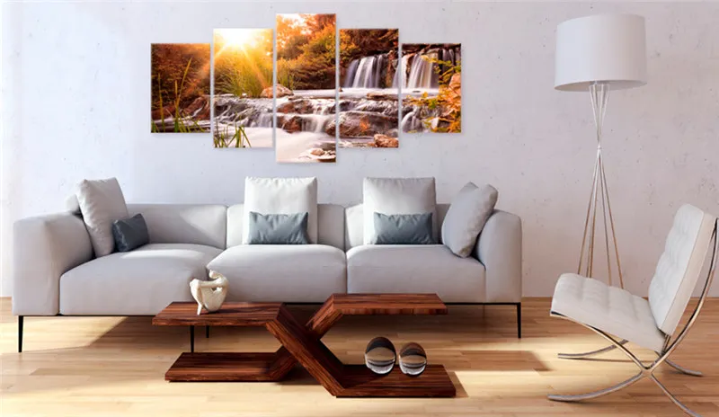 Холст домашний Декор 5 шт. сильный водопад естественная Красота Картина