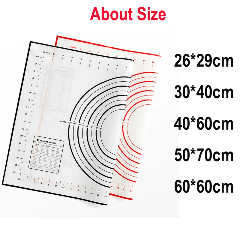 

Silicone Baking Mats Sheet Pizza Dough Non-Stick Maker Holder Pastry Kitchen Gadgets Cooking Tools Utensils Bakeware Accessories