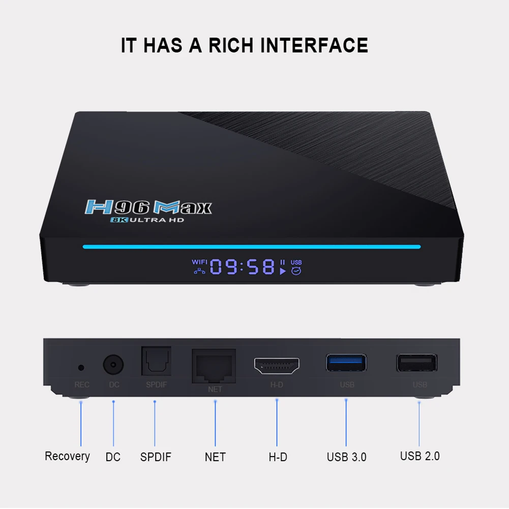 

H96 Max 3566 Android 11,0 2,4G 5G 3D Dual Wifi 4 32 H96 max 4K TV Box