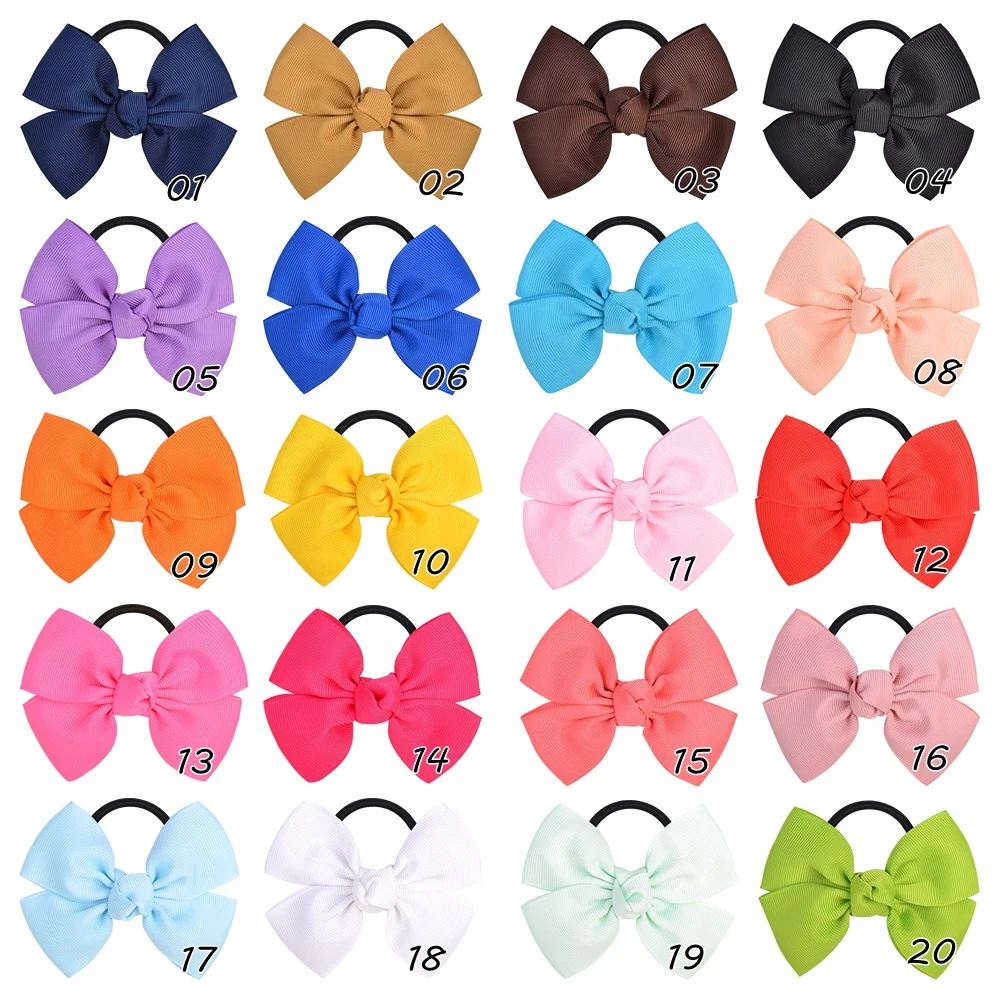 

1 Piece Solid Grosgrain Ribbon Elastic Hair Bands Ponytail Holder Rubber Band Hair Ropes Boutique Headwear Kids Hair Accessories