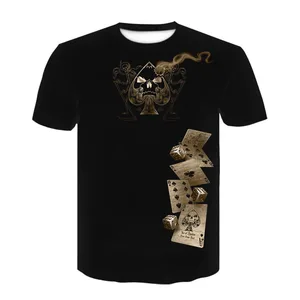 T-shirt casual men's summer skull solitaire black 3D printed T-shirt 2021 comfortable and breathable T-shirt